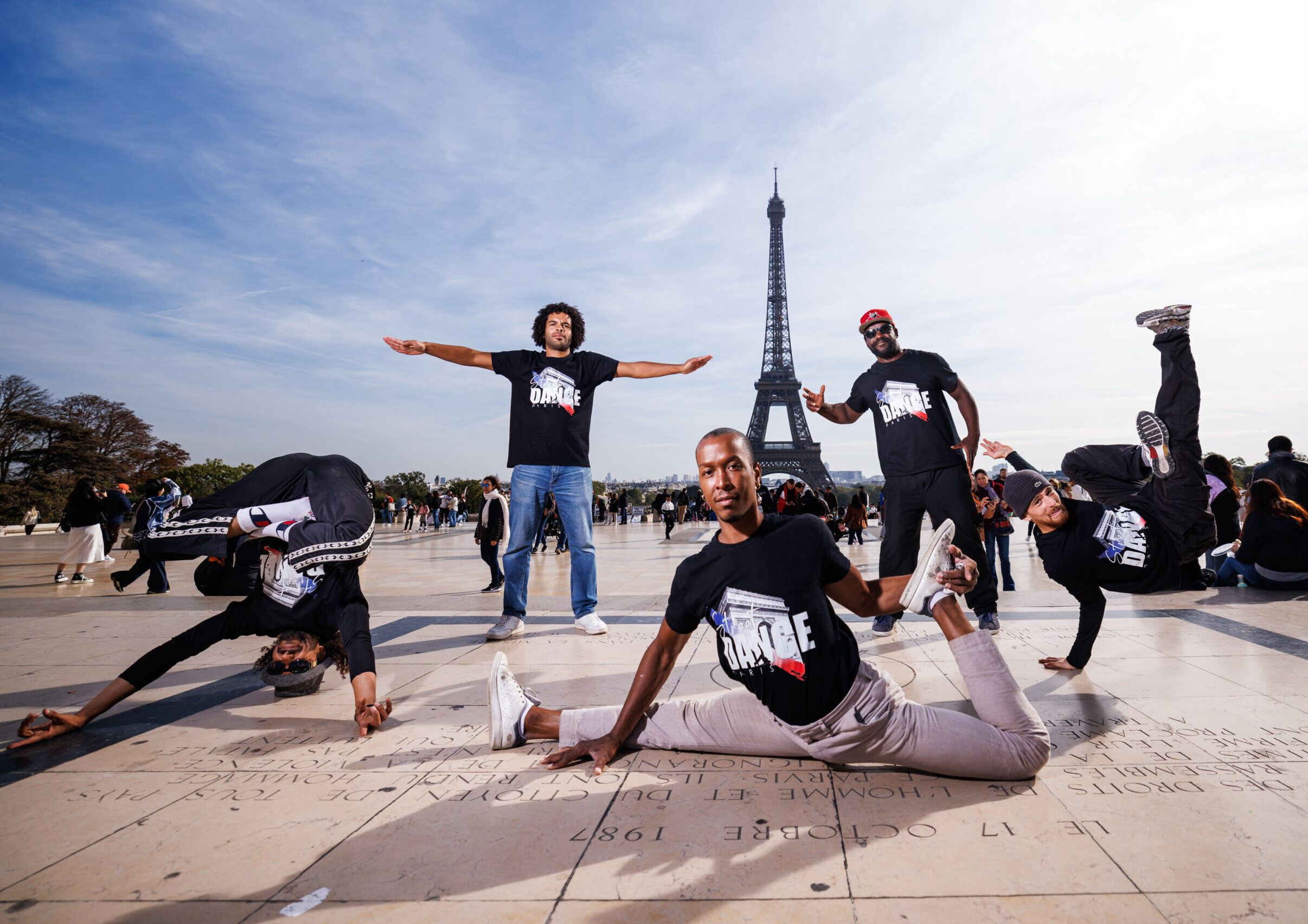 Street Dance Paris members in front of Eiffel Tower